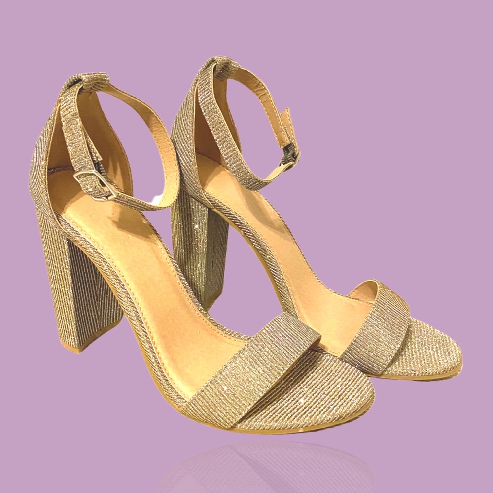 Glitter Open-Toe Block Heel Sandal